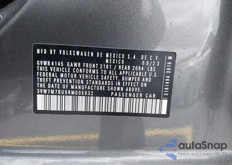 2024 Volkswagen Jetta 1.5T Se из США, поврежденный, VIN 3VW7M7BU9RM005832